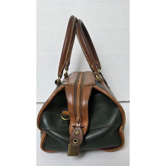 Dooney & Bourke Vintage AWL Leather Gladstone Satchel Green and British tan - Picture 4 of 8